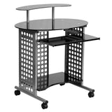 Cassini Computer Desk with Black Glass Top [NAN-CASSINI-GG]