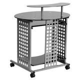 Cassini Computer Desk with Black Glass Top [NAN-CASSINI-GG]