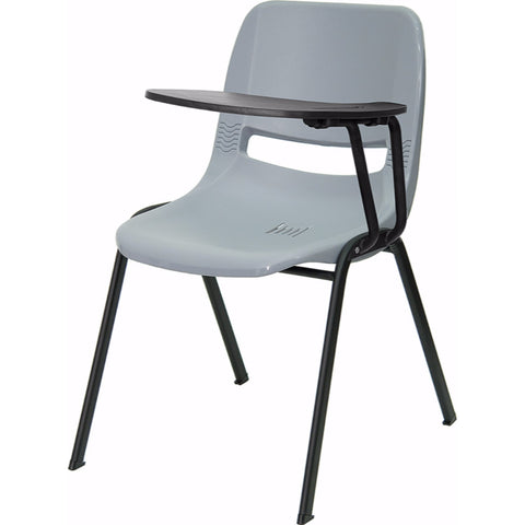 Flash Gray Burgundy Ergonomic Shell Stack Writing Chair with Left Handed Tablet Arm