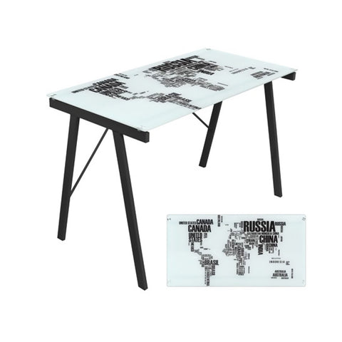 Lumisource World Map Office Desk Black