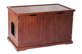 Merry Products Cat Washroom Bench in Walnut With Removable partition Wall