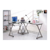 Techni Mobili L-shaped Glass Computer Desk Clear