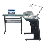 Techni Mobili L-shaped Glass Computer Desk Graphite
