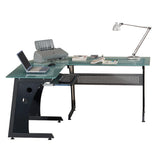 Techni Mobili L-shaped Glass Computer Desk Graphite