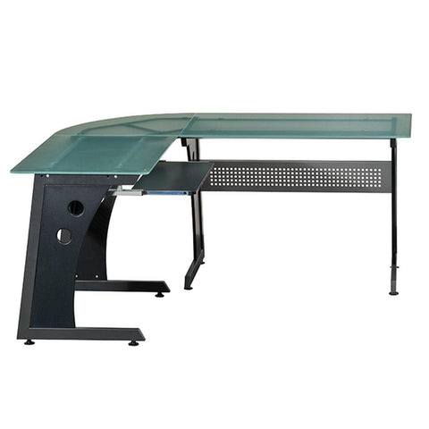 Techni Mobili L-shaped Glass Computer Desk Graphite