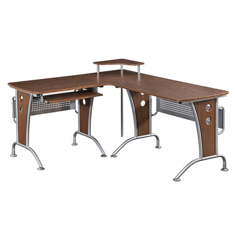 Techni Mobili L-shaped Computer Desk Mahogany