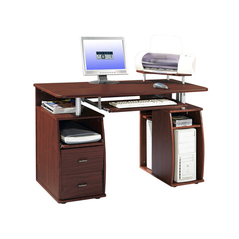 Techni Mobili Dual Pedestal Computer Desk Mahogany