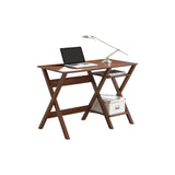 Techni Mobili Stylish Workstation with Side Shelves Oak