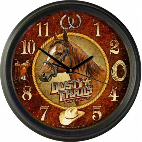Amer Expedition Vintage Dusty Trails Tck and Sddle Co Clock