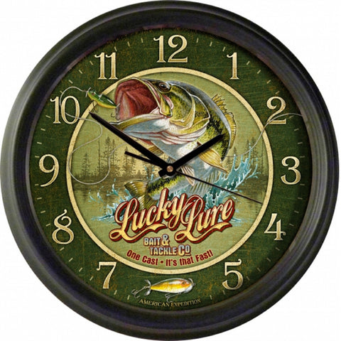 Amer Expedition Vintage Lucky Lure Bait and Tackle Co Clock