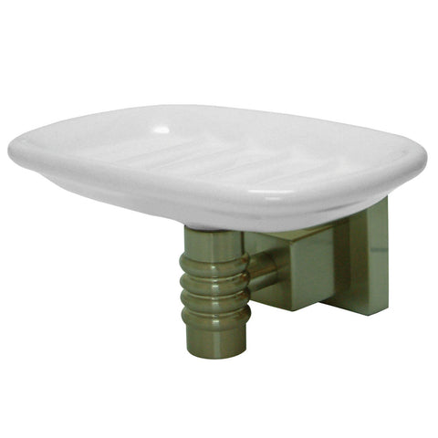 Kingston Brass BAH4645SN Round Soap Dish Holder With Ceramic Soap Dish, Satin Nickel - Satin Nickel