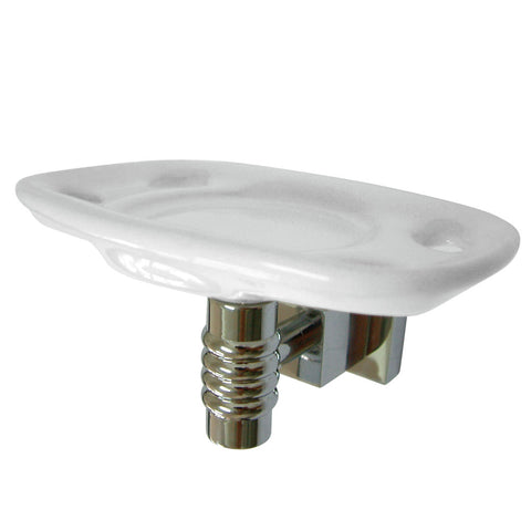 Kingston Brass BAH4646C Round Toothbrush Holder With Ceramic Tumbler, Polished Chrome - Polished Chrome