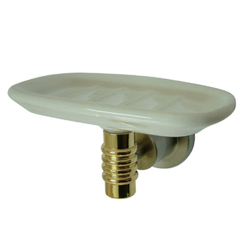 Kingston Brass BAH8615SNPB Round Soap Dish Holder With Ceramic Soap Dish, Satin Nickel/Polished Brass - Satin Nickel/Polished Brass