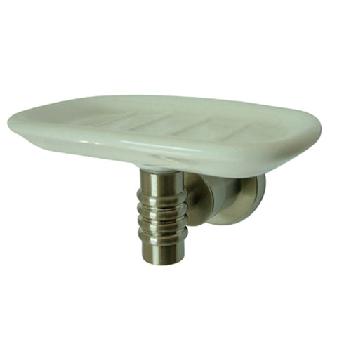 Kingston Brass BAH8615SN Round Soap Dish Holder With Ceramic Soap Dish, Satin Nickel - Satin Nickel