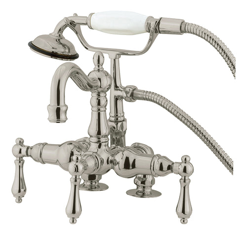 Kingston Brass CC1013T8 Vintage 3-3/8" Deck Mount Clawfoot Tub Filler with Hand Shower, Satin Nickel - Satin Nickel