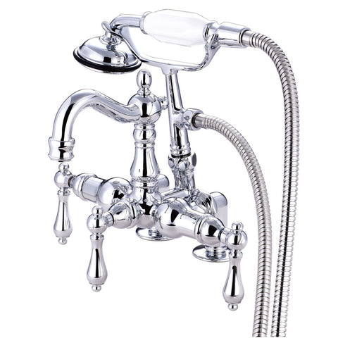 Kingston Brass CC1014T1Vintage 3-3/8" Deck Mount Clawfoot Tub Filler with Hand Shower, Chrome - Polished Chrome