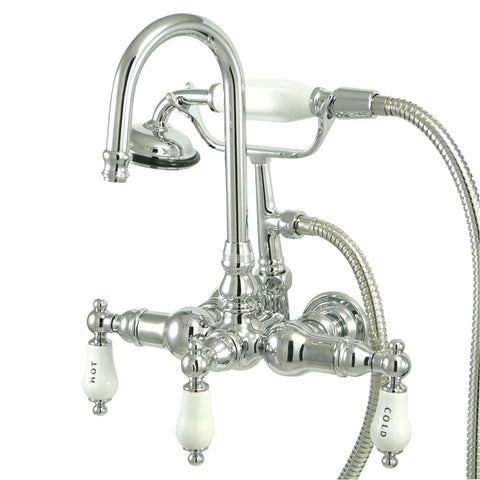 Kingston Brass CC10T1 Vintage 3-3/8" Wall Tub Filler with Hand shower, Polished Chrome - Polished Chrome
