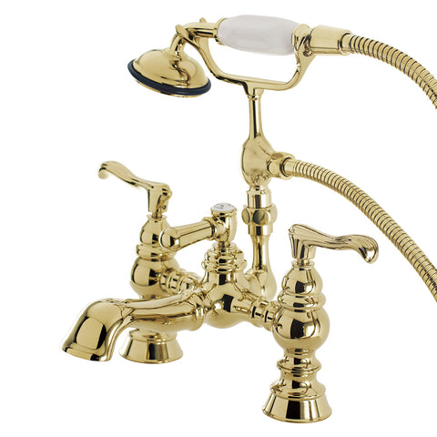 Kingston Brass CC1152T2 Vintage 7" Deck Mount Tub Filler with Hand Shower, Polished Brass - Polished Brass