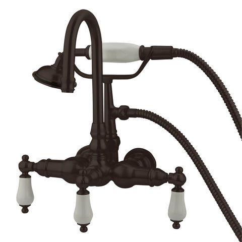 Kingston Brass CC11T5 Vintage 3-3/8" Wall Tub Filler with Hand Shower, Oil Rubbed Bronze - Oil Rubbed Bronze