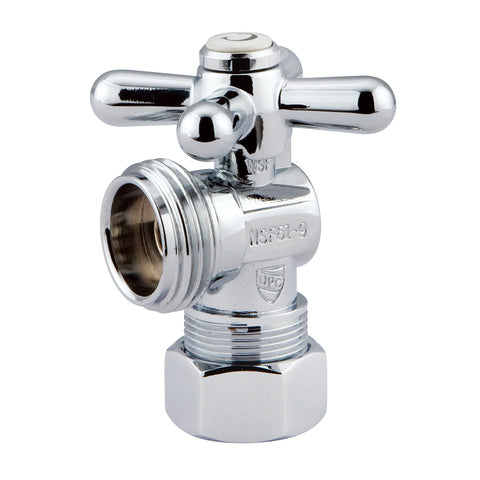 Kingston Brass CC12001X 5/8" O.D. Compression, 3/4" Hose thread Angle Shut-off Valve, Chrome - Polished Chrome