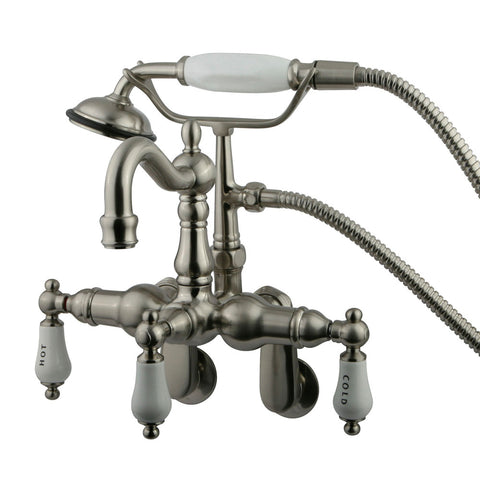 Kingston Brass CC1303T8 Vintage Wall Mount Tub Filler with Adjustable Centers and Hand Shower, Satin Nickel - Satin Nickel