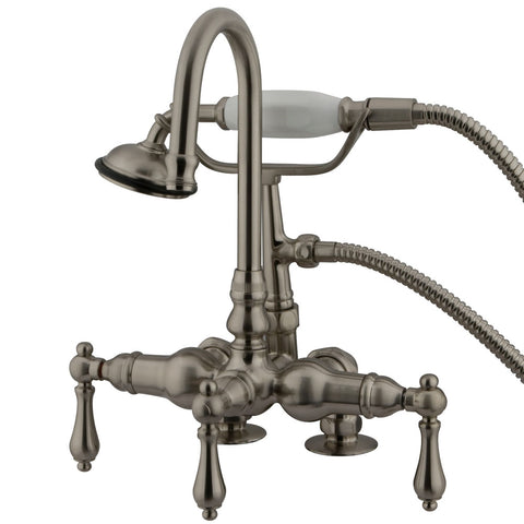 Kingston Brass CC13T8 Vintage 3-3/8" Deck Mount Tub Filler with Hand Shower, Satin Nickel - Satin Nickel