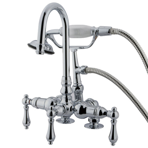 Kingston Brass CC14T1 Vintage 3-3/8" Deck Mount Tub Filler with Hand Shower, Polished Chrome - Polished Chrome