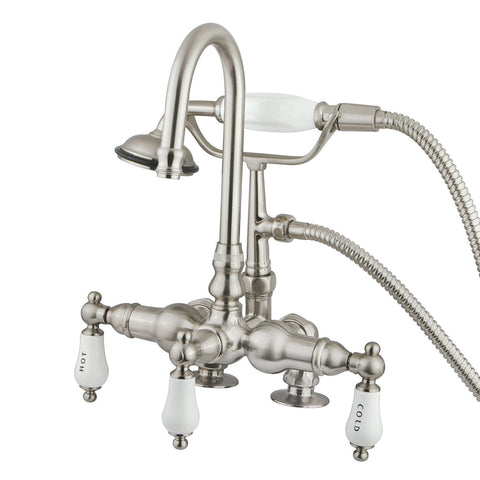 Kingston Brass CC17T8 Vintage 3-3/8" Deck Mount Tub Filler, Satin Nickel - Satin Nickel