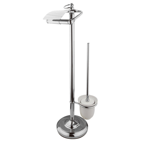 Kingston Brass CC2011 Pedestal Toilet Paper Holder Stand with Brush, Chrome - Polished Chrome