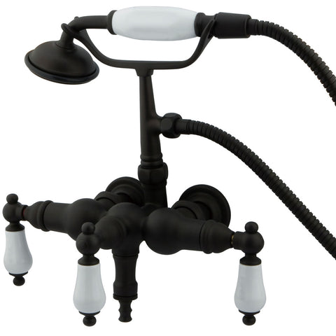 Kingston Brass CC23T5 Vintage 3-3/8" Wall Mount Tub Filler with Hand Shower, Oil Rubbed Bronze - Oil Rubbed Bronze