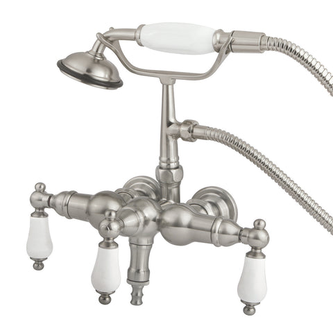 Kingston Brass CC23T8 Vintage 3-3/8" Wall Mount Tub Filler with Hand Shower, Satin Nickel - Satin Nickel