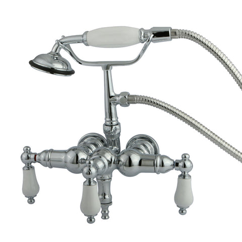 Kingston Brass CC24T1 Vintage 3-3/8" Wall Mount Tub Filler with Hand Shower, Polished Chrome - Polished Chrome