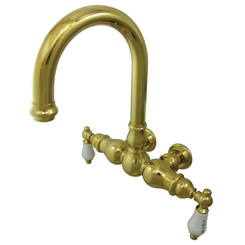 Kingston Brass CC3003T2 Vintage 3-3/8" Wall Mount Tub Filler, Polished Brass - Polished Brass