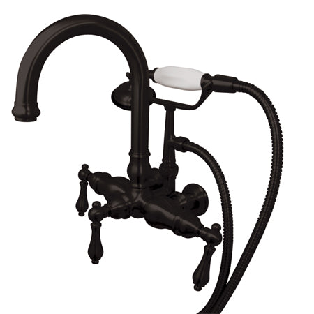 Kingston Brass CC3013T5 Vintage 3-3/8" Wall Mount Tub Filler with Hand Shower, Oil Rubbed Bronze - Oil Rubbed Bronze