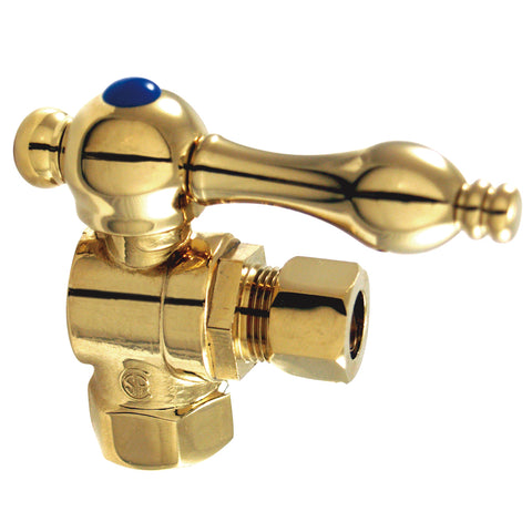 Kingston Brass CC33102 3/8" IPS, 3/8" O.D. Compression Angle Shut-off Valve, Polished Brass - Polished Brass