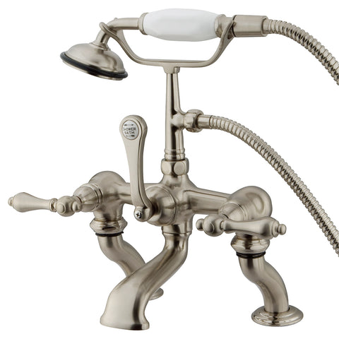 Kingston Brass CC409T8 Vintage 7" Deck Mount Tub Filler with Hand Shower, Satin Nickel - Satin Nickel