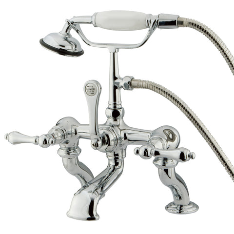 Kingston Brass CC410T1 Vintage 7" Deck Mount Tub Filler with Hand Shower, Polished Chrome - Polished Chrome