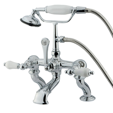 Kingston Brass CC412T1 Vintage 7" Deck Mount Tub Filler with Hand Shower, Polished Chrome - Polished Chrome