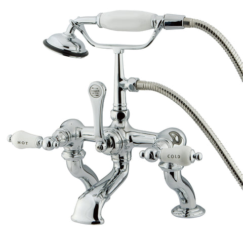 Kingston Brass CC414T1 Vintage 7" Deck Mount Tub Filler with Hand Shower, Polished Chrome - Polished Chrome