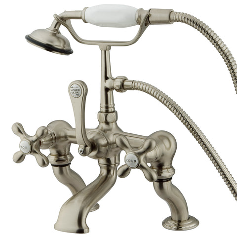 Kingston Brass CC415T8 Vintage 7" Deck Mount Tub Filler with Hand Shower, Satin Nickel - Satin Nickel