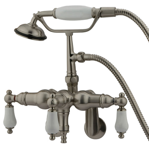 Kingston Brass CC421T8 Vintage Wall Mount Tub Filler with Adjustable Centers and Hand Shower, Satin Nickel - Satin Nickel