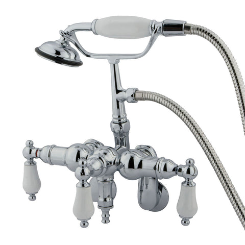 Kingston Brass CC422T1 Vintage Wall Mount Tub Filler with Adjustable Centers and Hand Shower, Polished Chrome - Polished Chrome