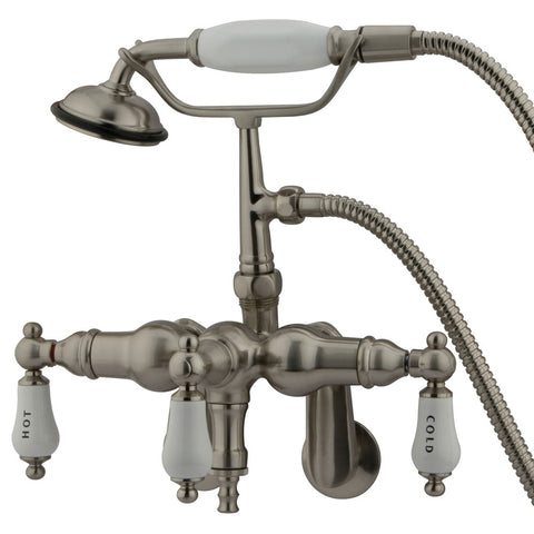 Kingston Brass CC423T8 Vintage Wall Mount Tub Filler with Adjustable Centers and Hand Shower, Satin Nickel - Satin Nickel