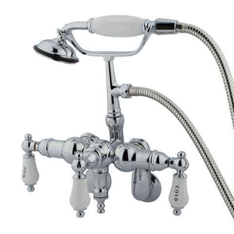 Kingston Brass CC424T1 Vintage Wall Mount Tub Filler with Adjustable Centers and Hand Shower, Polished Chrome - Polished Chrome
