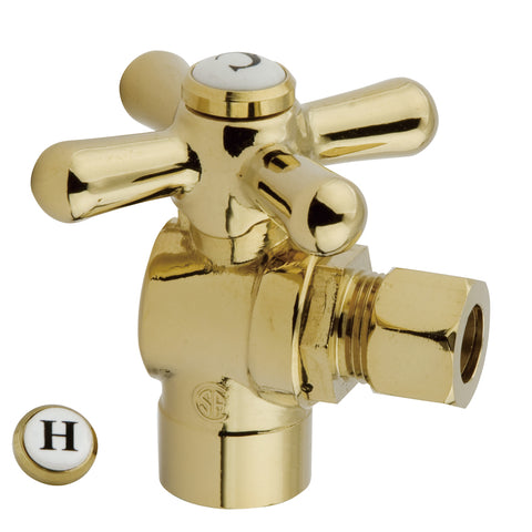 Kingston Brass CC43202X 1/2" Sweat, 3/8" O.D. Compression Angle Shut-off Valve, Polished Brass - Polished Brass