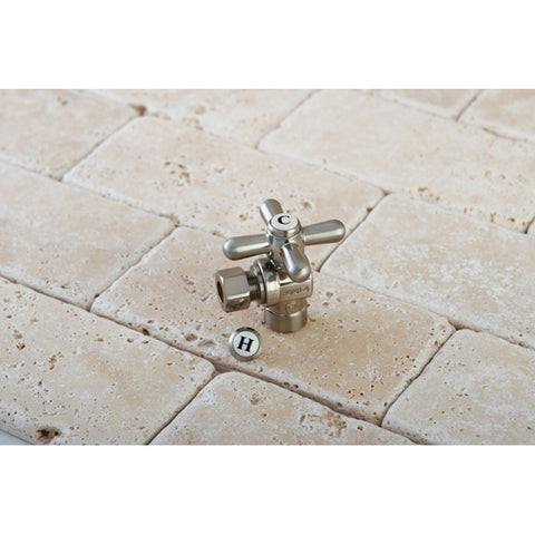 Kingston Brass CC43208X 1/2" Sweat, 3/8" O.D. Compression Angle Shut-off Valve, Satin Nickel - Satin Nickel