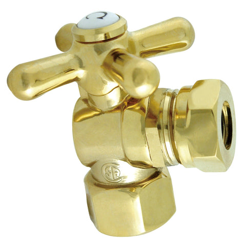 Kingston Brass CC44102X 1/2" IPS, 1/2" or 7/16" Slip Joint Angle Shut-off Valve, Polished Brass - Polished Brass