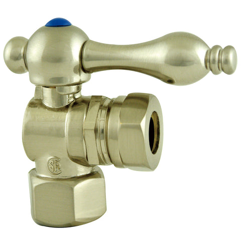 Kingston Brass CC44108 1/2" IPS, 1/2" or 7/16" Slip Joint Angle Shut-off Valve, Satin Nickel - Satin Nickel