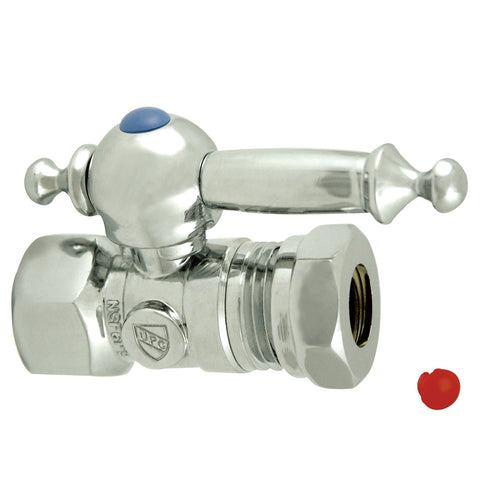 Kingston Brass CC44151TL 1/2 O.D. Compression, 1/2 Slip Joint Straight Shut-off Valve, Chrome - Polished Chrome