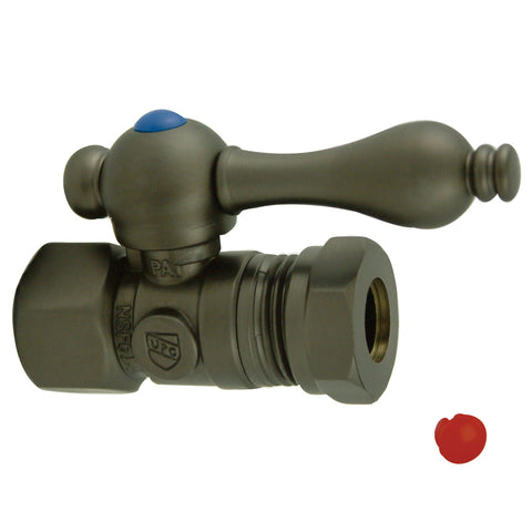 Kingston Brass CC44155 1/2 O.D. Compression, 1/2 Slip Joint Straight Shut-off Valve, Oil Rubbed Bronze - Oil Rubbed Bronze